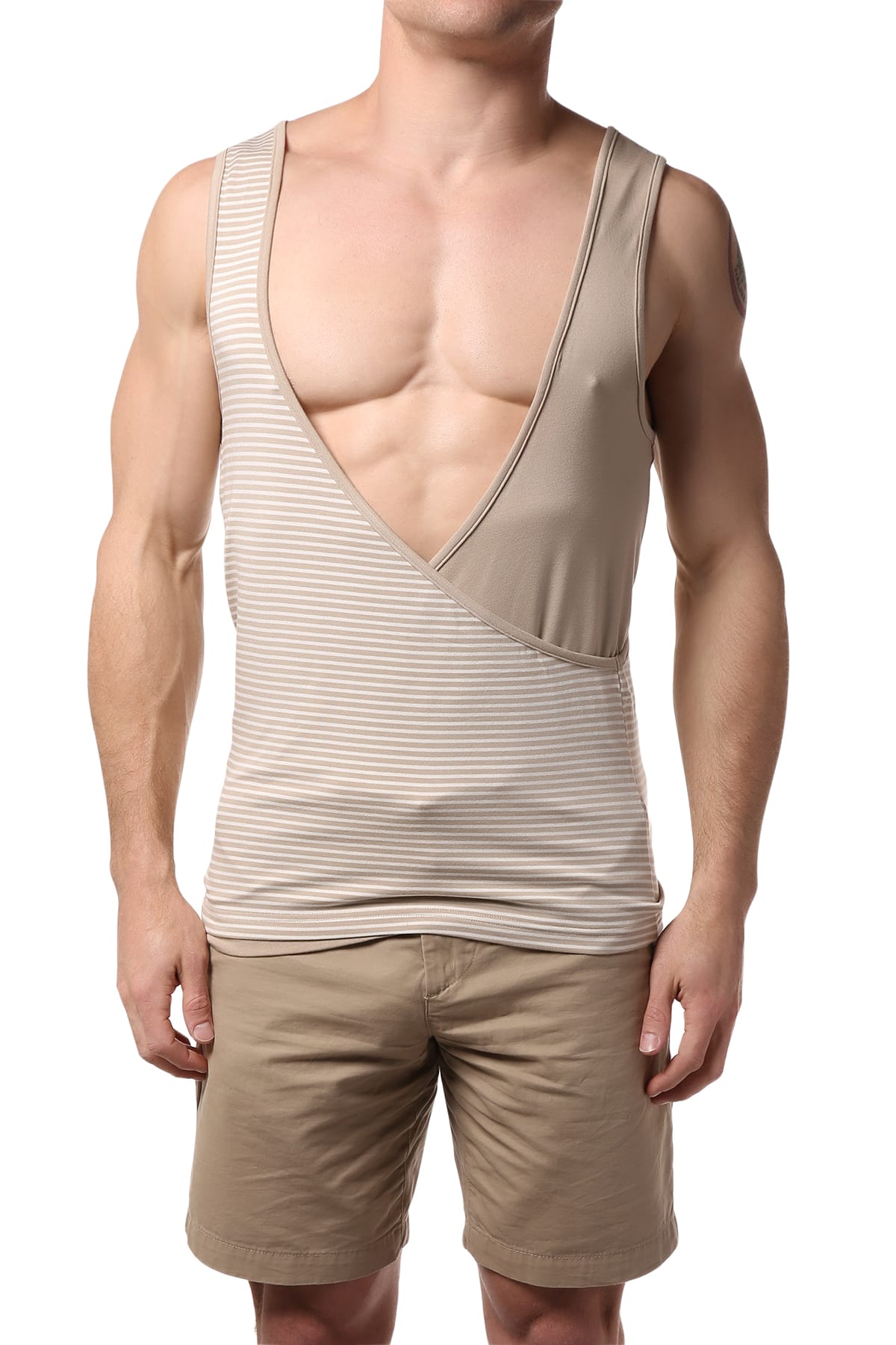 Modus Vivendi Sand Wide-Line Croise Tank Top