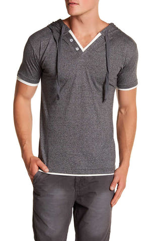 Pop Icon Grey Space-Dyed Hooded Henley