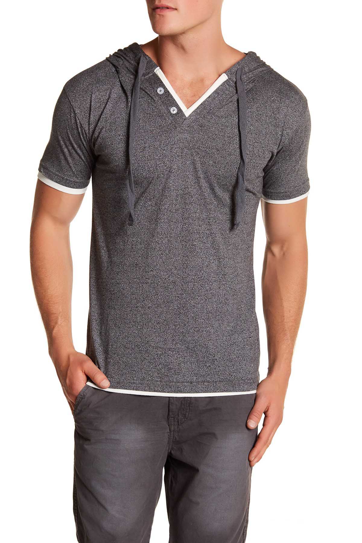 Pop Icon Grey Space-Dyed Hooded Henley