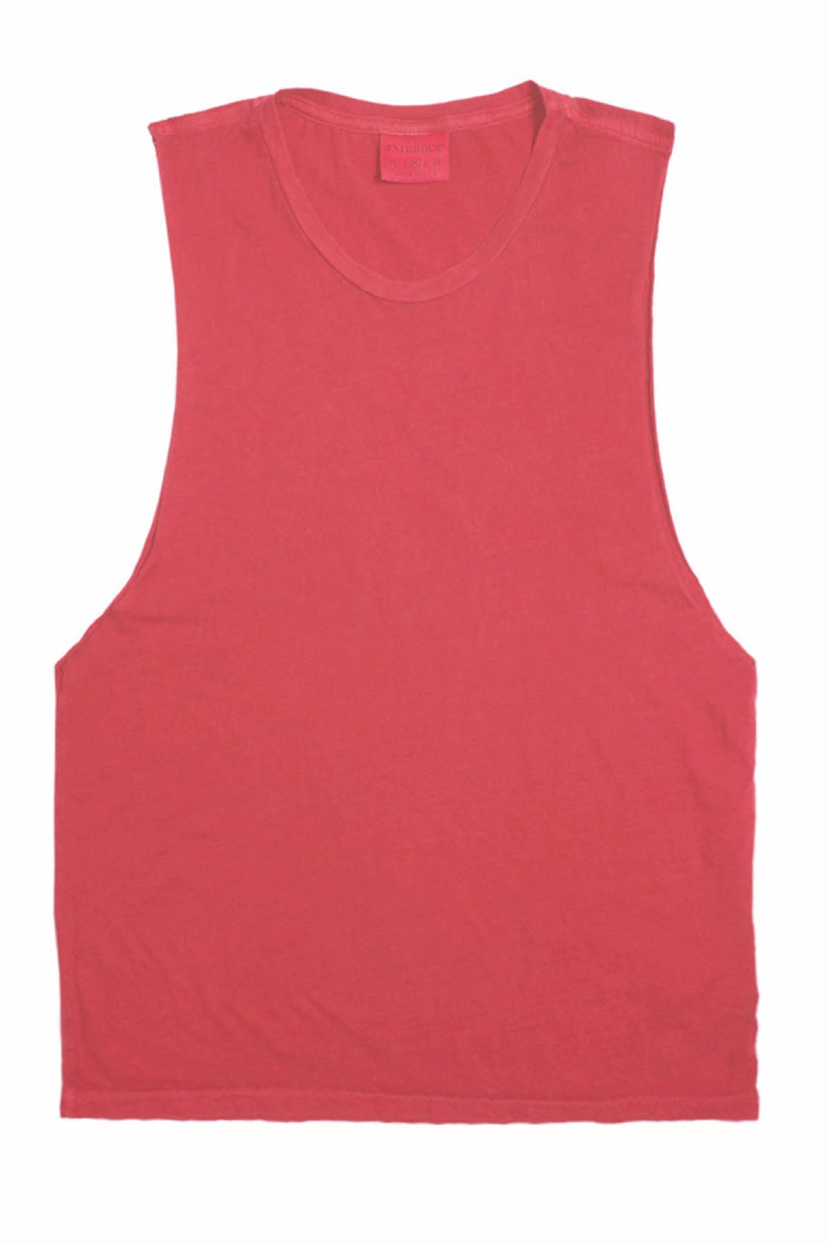 Rxmance Unisex Faded Red Raw Edge Cut Off T