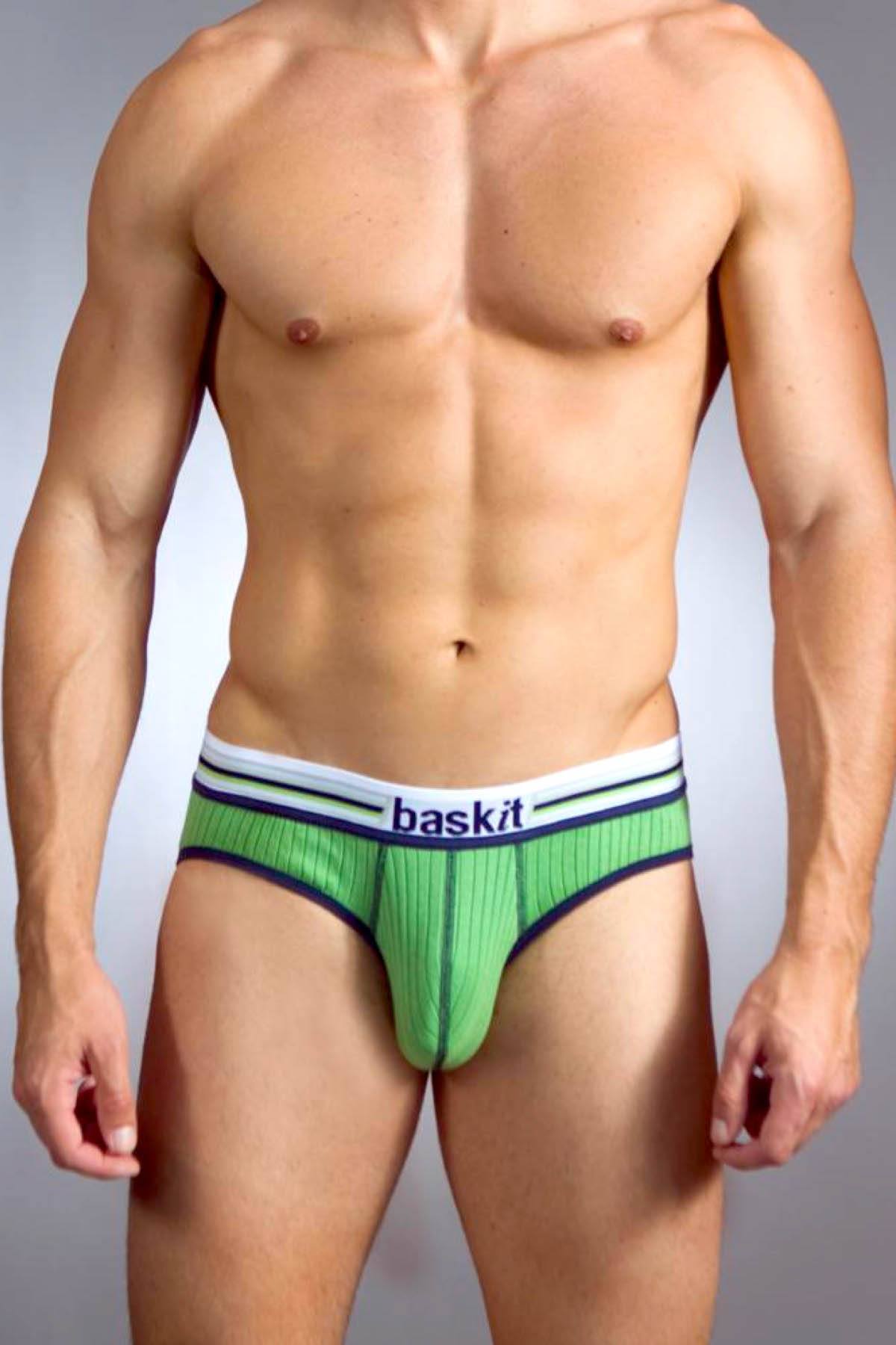 Baskit Lime-Green Ribbed Jock-Brief