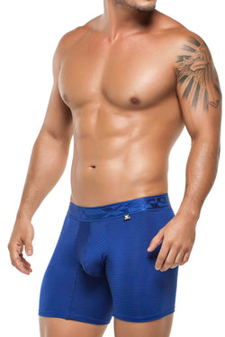 XTREMEN Blue Sheer Pin-Stripe Microfiber Boxer Brief thumbnail 2