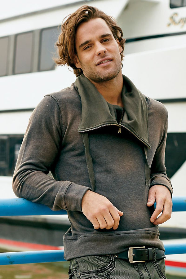 Twice Charcoal & Dark Green Drape Neck Pull-Over