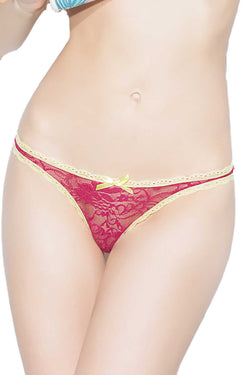 Coquette Raspberry Lace Crotchless Panty thumbnail 2