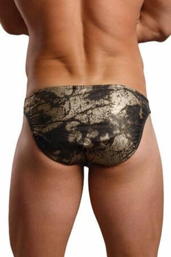 Male Power Gold/Black Enchanted Forest Low-Rise Bikini Brief thumbnail 2
