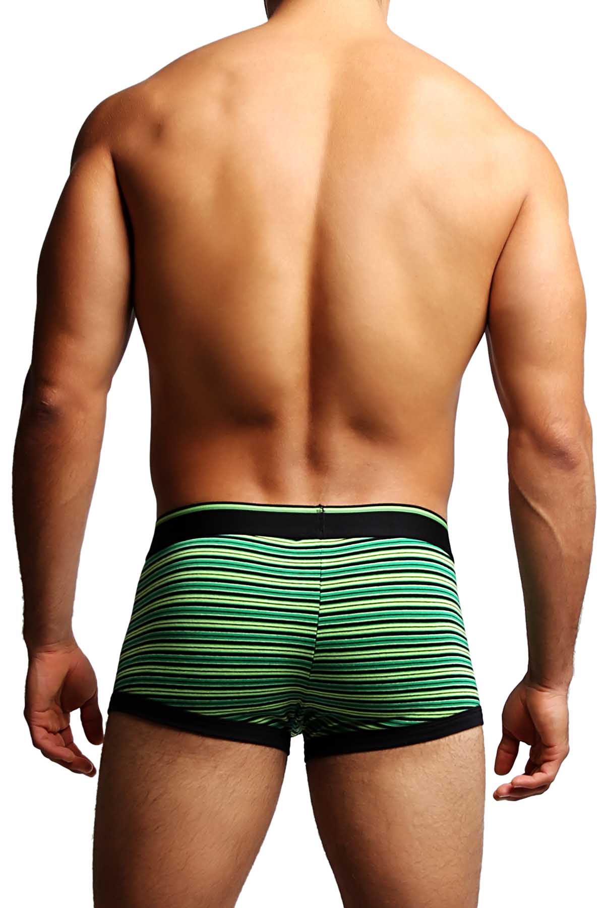 2-Pack Papi Black & Green Stripes Stretch Brazilian Trunks