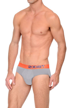 2(X)IST Grey & Orange Electric Cotton Stretch Brief thumbnail 2