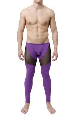 CheapUndies Purple Mesh Panel Performance Tights thumbnail 1