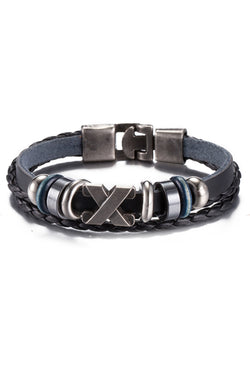 Vintage Black Cross Leather Bracelet thumbnail 1