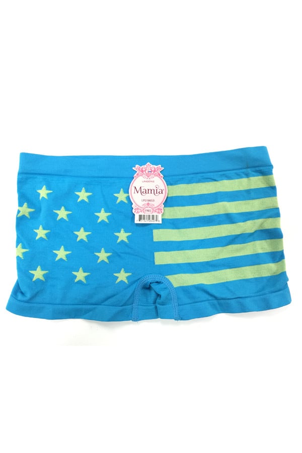 Mamia Teal Stars & Stripes Seamless Boyshort