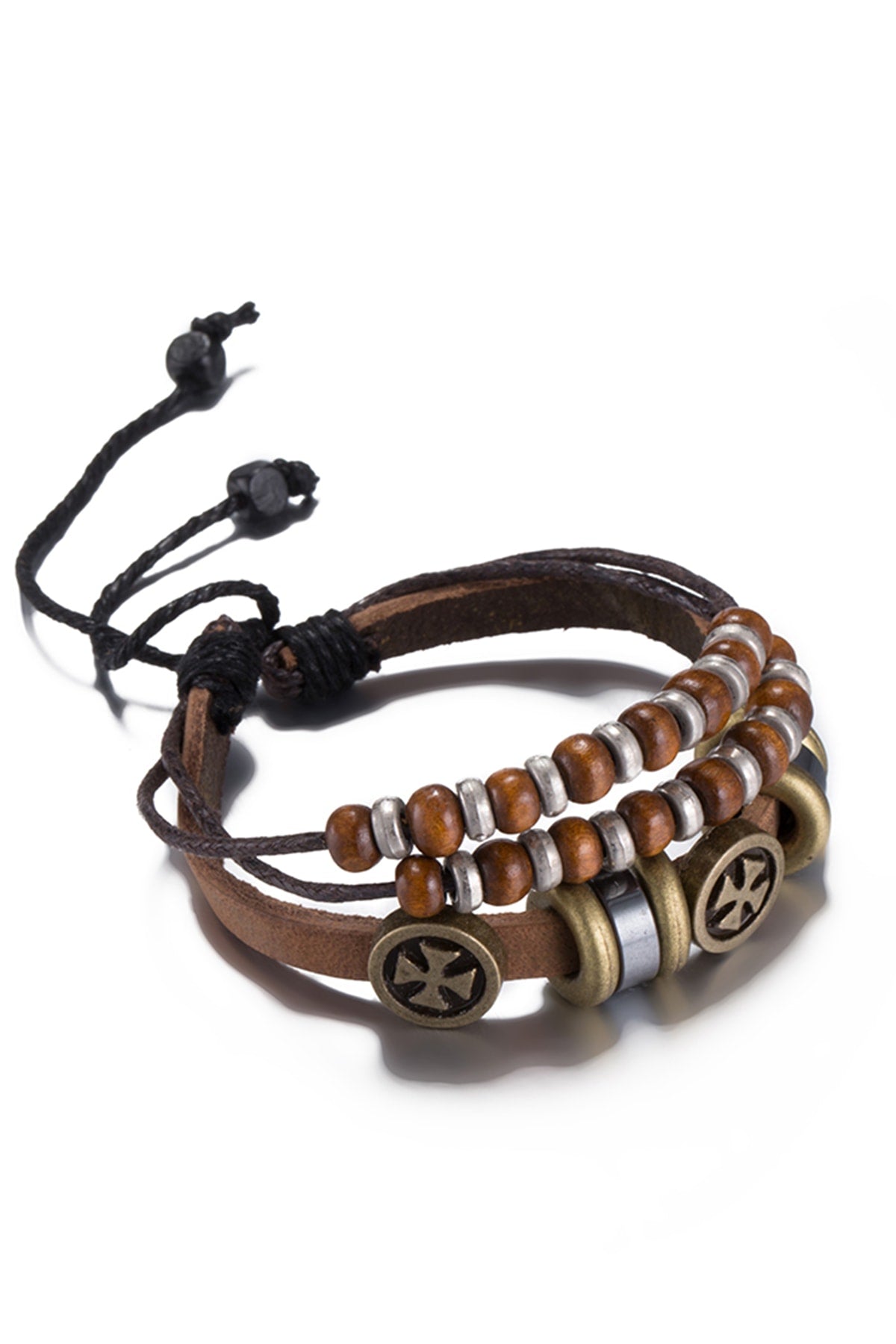 Light Brown Leather Independent Charm Bracelet