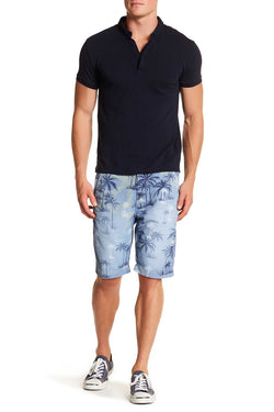Pop Icon Blue Palms Floral Flat Front Short thumbnail 3