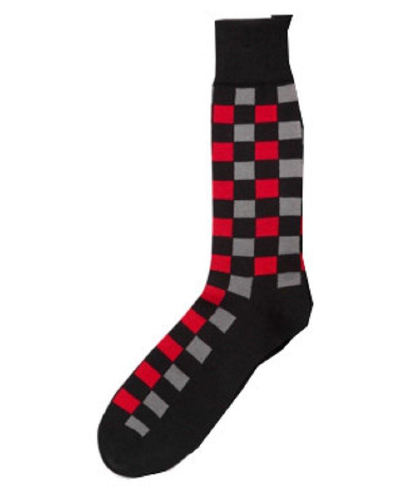 Alfani Checkered Crew Casual Socks Black