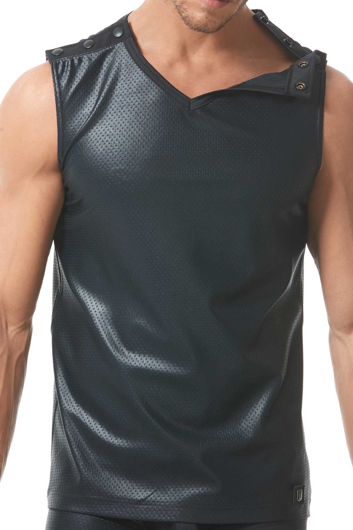 Gregg Homme Black Reveal Italian Jacquard Muscle Top