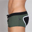 Timoteo Green & Black Long Board Swim Trunk