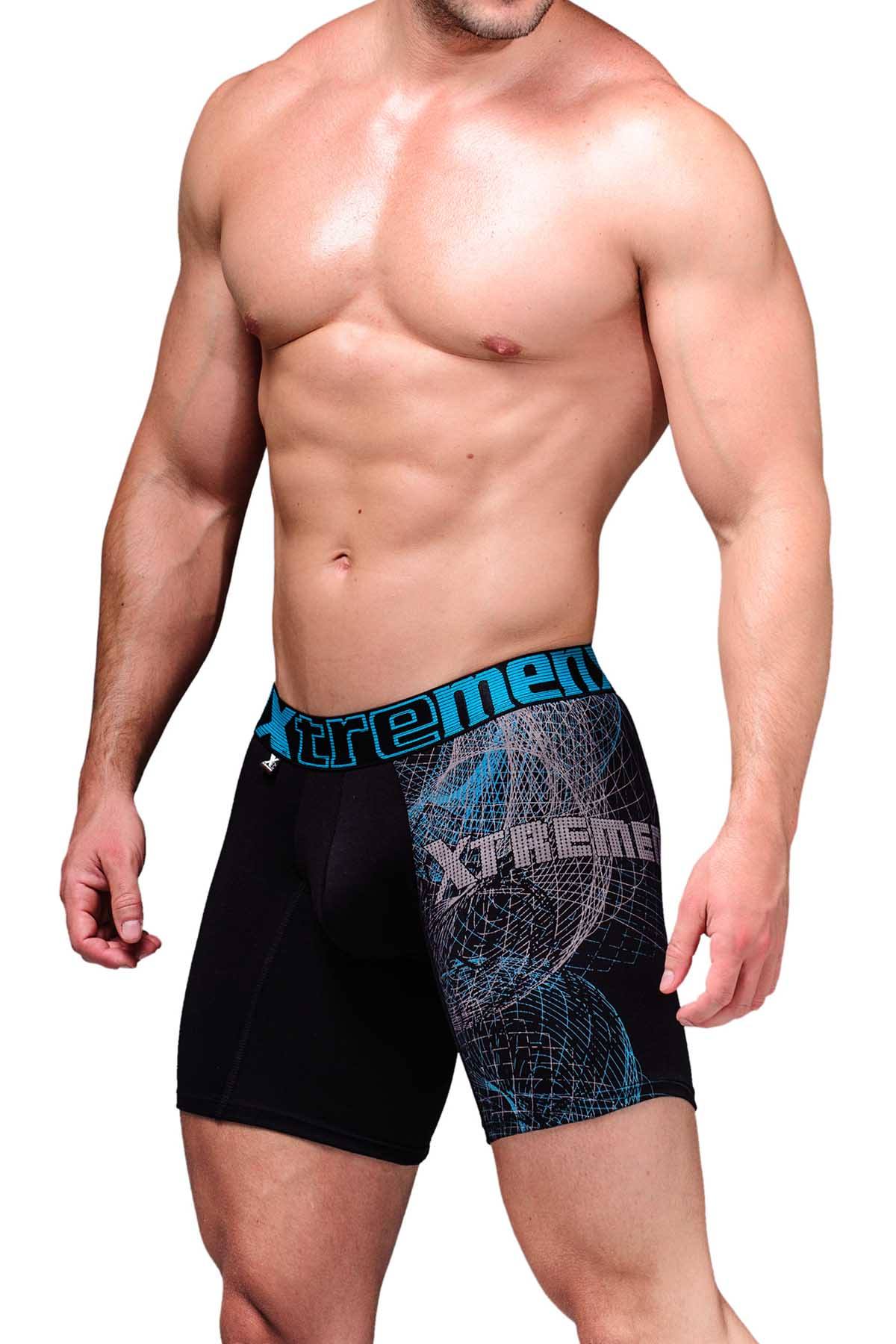 XTREMEN Black/Blue Printed Boxer Brief