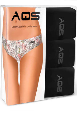 AQS Tropical-Black Laser Cut Bikini Brief 3-Pack thumbnail 4