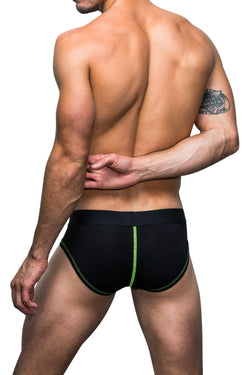 Marco Marco Black & Neon Yellow Stitched Brief thumbnail 3