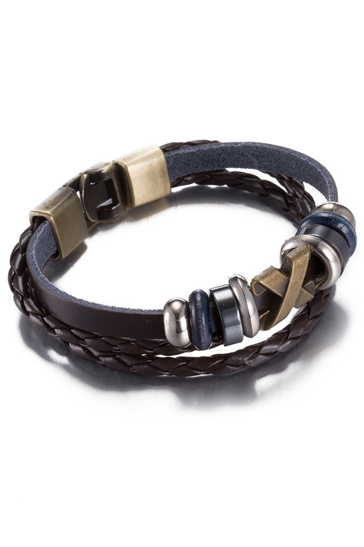 Vintage Brown Cross Leather Bracelet