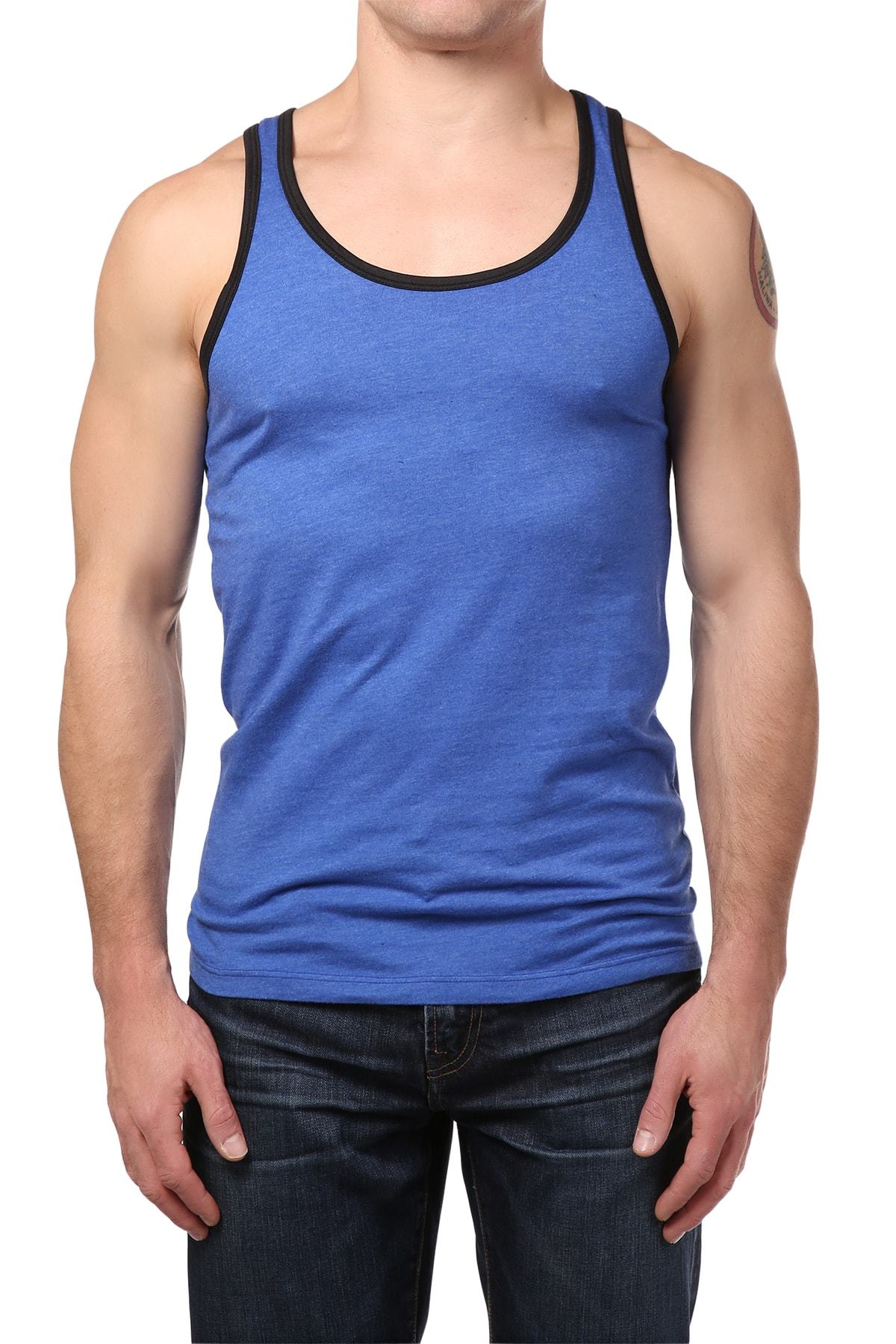 Y.M.L.A Blue Contrast Heather Tank