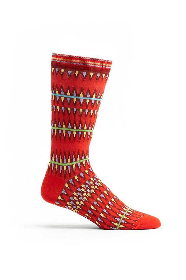 Ozone Red Kente Spears Calf Sock