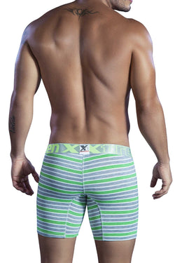 XTREMEN Green/Heather-Grey Stripe Poly-Cotton Boxer Brief thumbnail 3