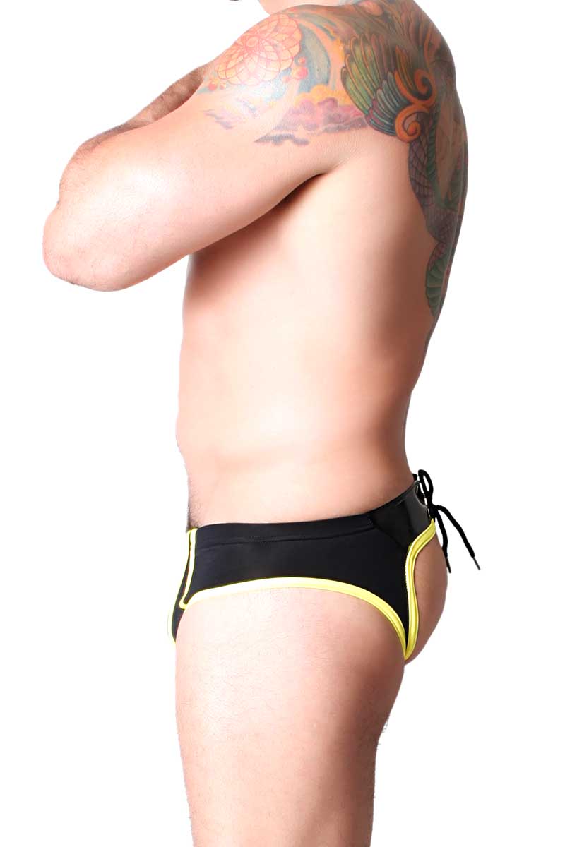Cell Block 13 Black & Yellow Deviant Lace-Up Jock Brief