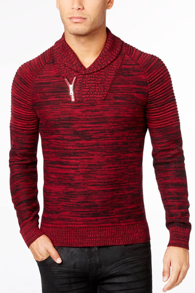 INC International Concepts Rhubarb Nickelby Marled Shawl-Collar Sweater