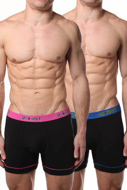 2(X)IST Black Contrast Performance Cotton Boxer Brief 2-Pack thumbnail 1