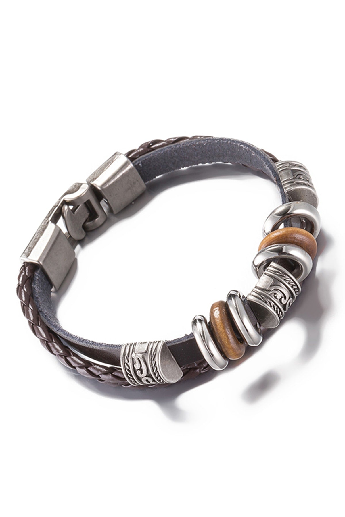Dark Brown Leather Weaving Rope Chain Bracelet