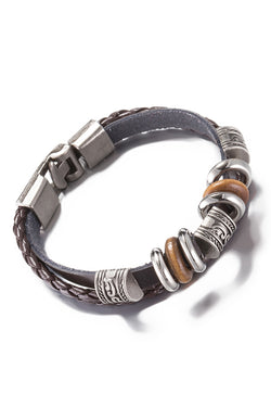 Dark Brown Leather Weaving Rope Chain Bracelet thumbnail 2
