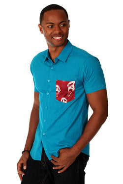 00 Nothing Blue Skull Red Button-Up thumbnail 3