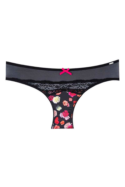 Christian Lacroix Black Carnation Satin Imprimer Bikini