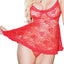 Coquette Red 2pc Lace Trimmed Babydoll Set