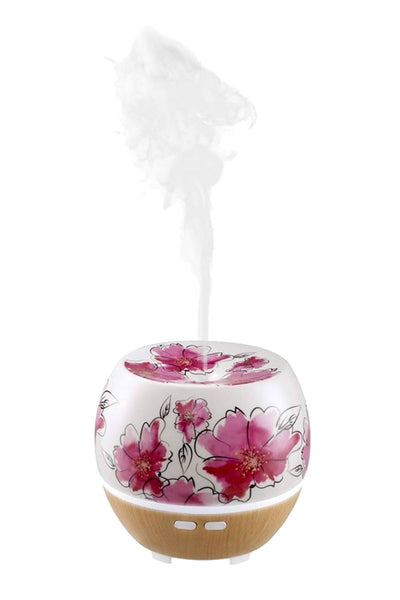 ellia for HoMEDiCS White/Pink-Flowers Awaken Ultrasonic Aroma Diffuser Starter Kit