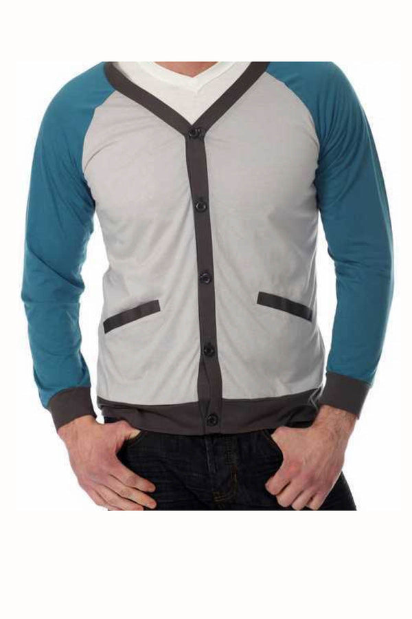 Oxymoron Grey & Blue Public Secret Cardigan