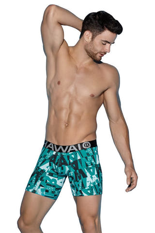 Hawai Teal 12" Graffiti Boxer Brief