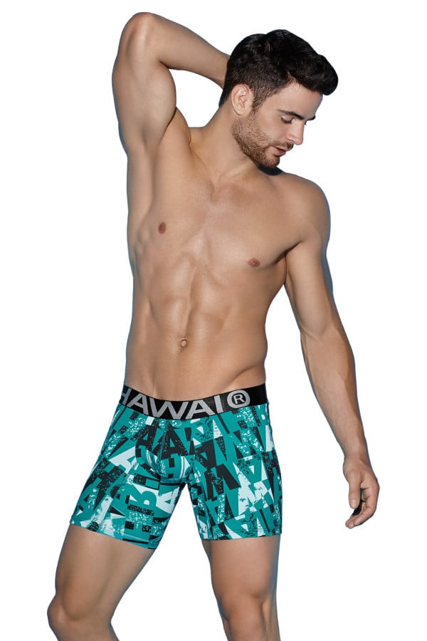 Hawai Teal 12" Graffiti Boxer Brief
