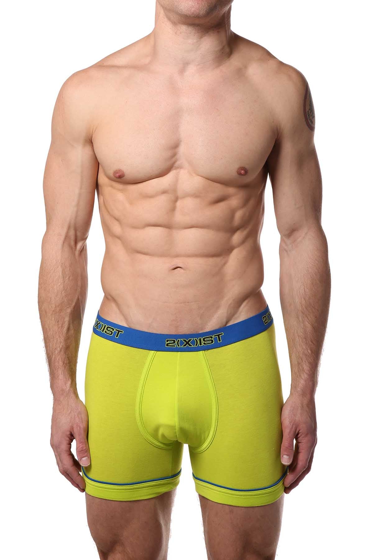 2(X)IST Lime & Blue Performance Cotton Boxer Brief 2-Pack