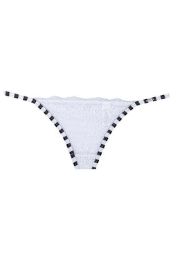 Christian Lacroix White Le Soleil Lace-Accent Satin Thong thumbnail 1