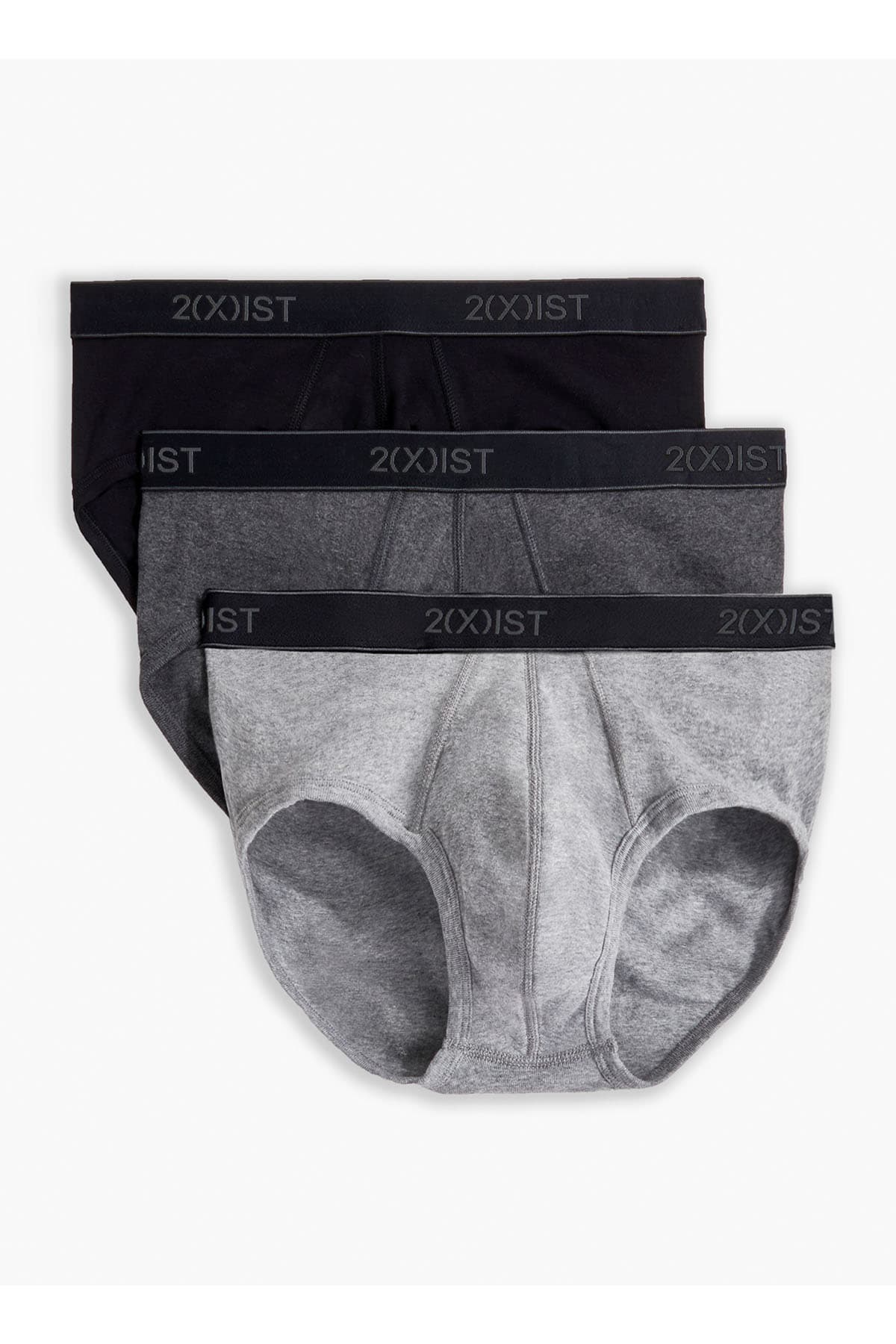 2(X)IST Grey/Black/Charcoal Essential Contour Brief 3-Pack