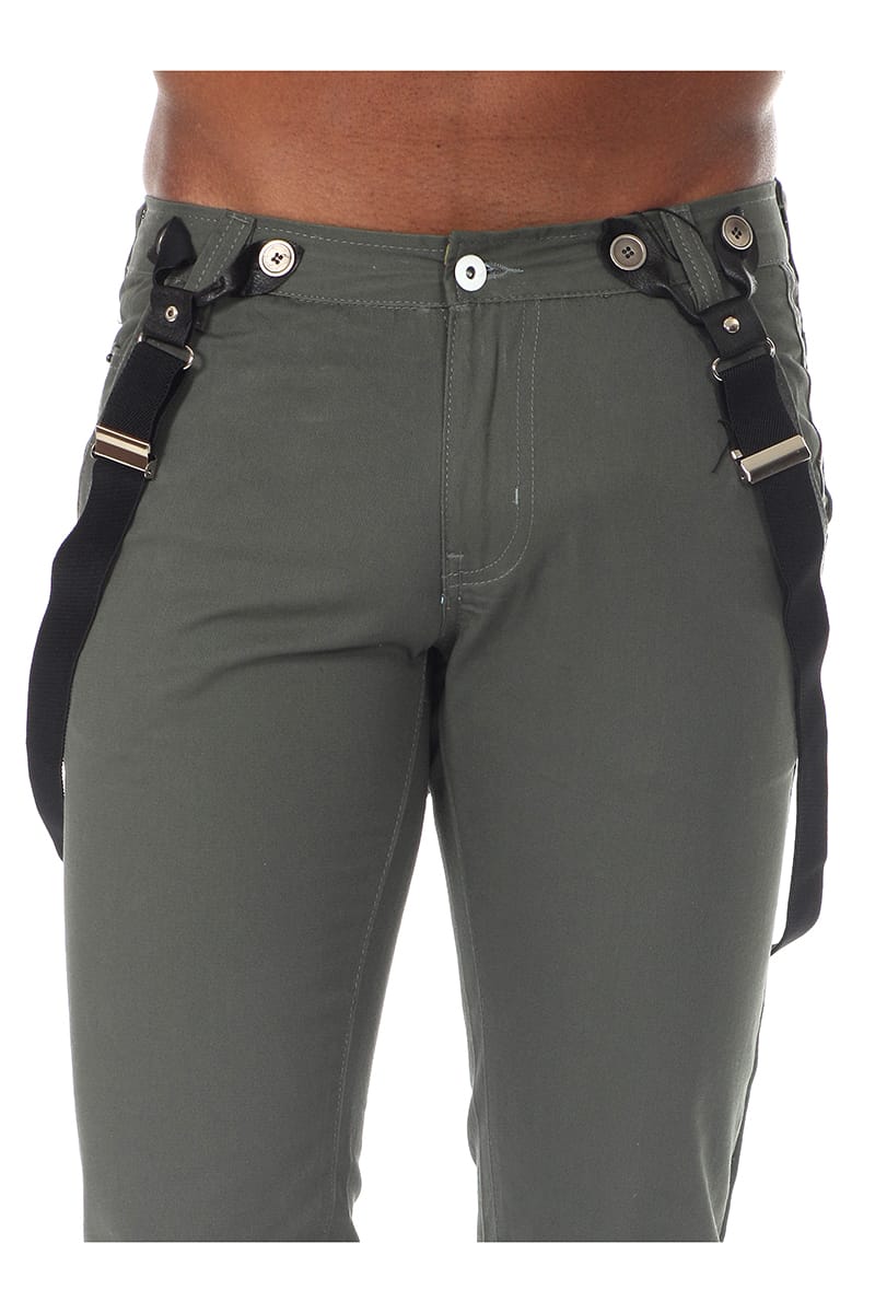 Something Strong Dark Green Suspender Pant