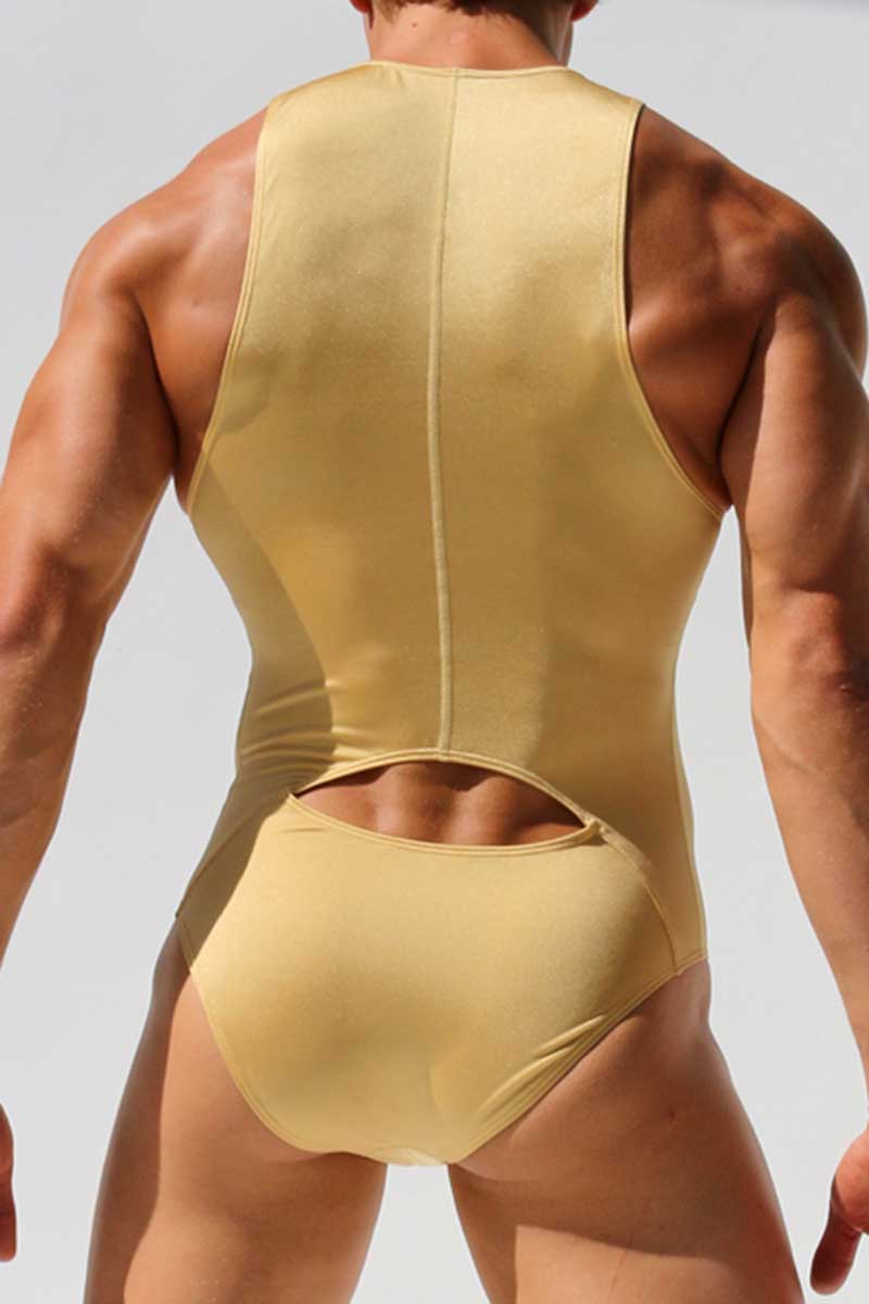 Rufskin Gold Shang Shiny Spandex Cut-Out Bodysuit