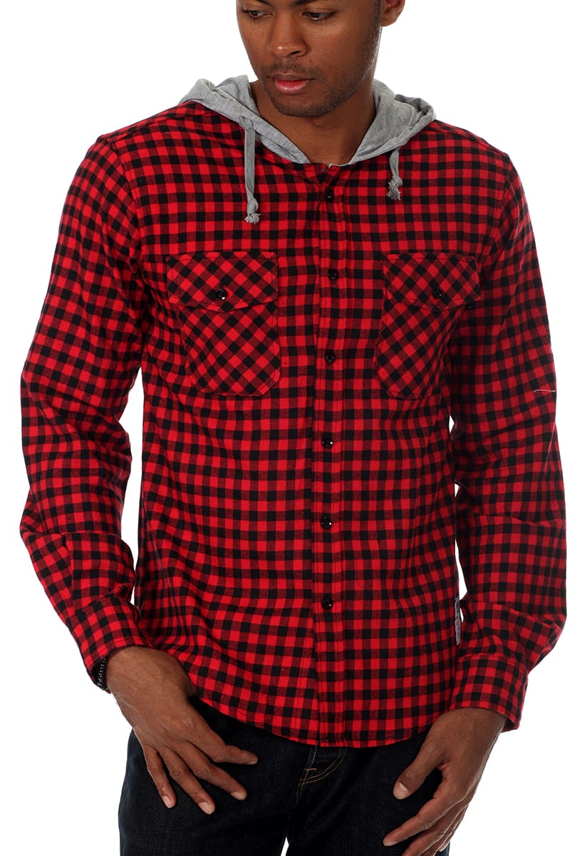 Something Strong Red Something Vague Hooded Button-Up