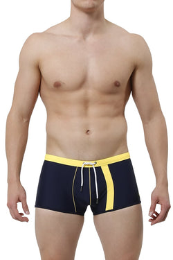 James Tudor Navy & Yellow Battle Swim Trunk thumbnail 1