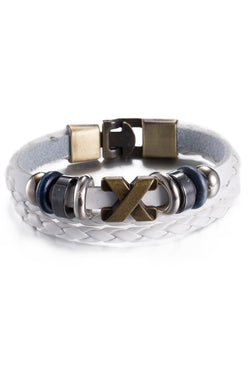 Vintage White Cross Leather Bracelet thumbnail 1