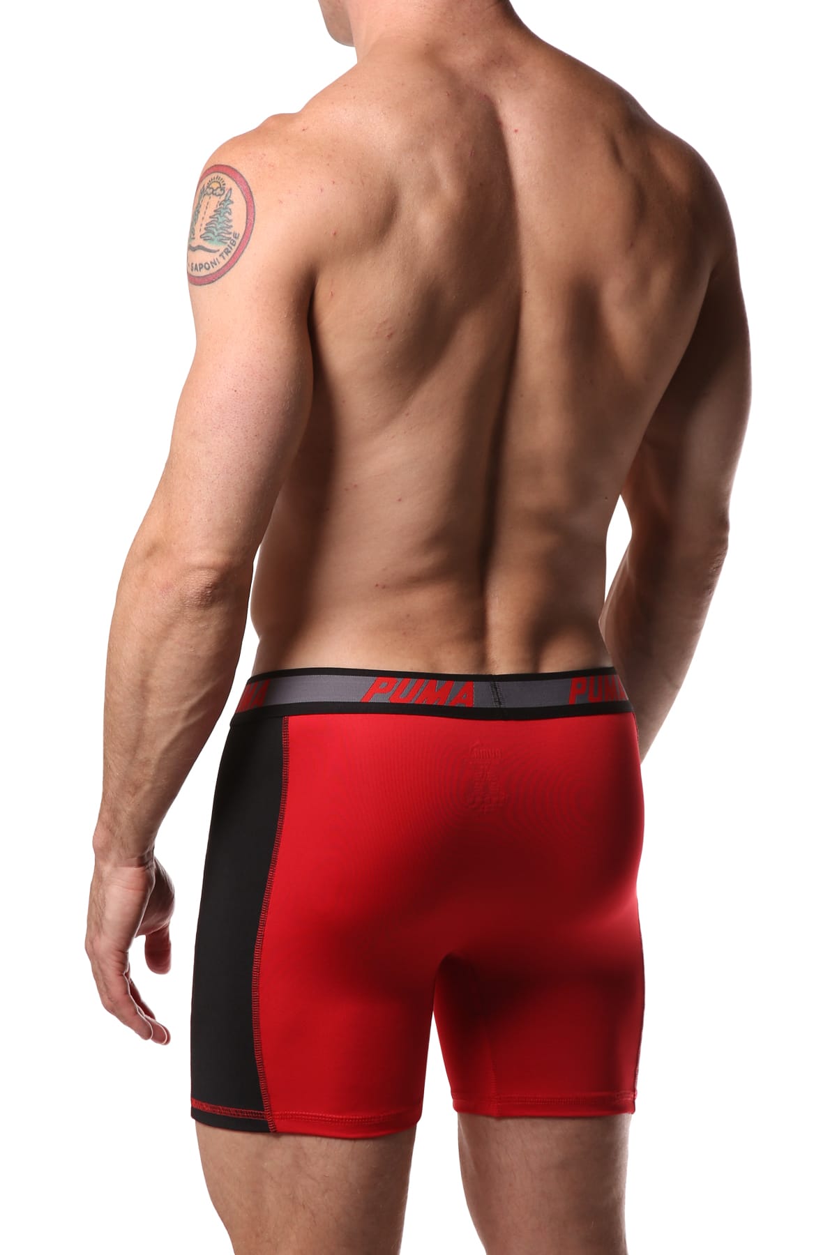 PUMA Black & Red Solid Side Panel Boxer Brief