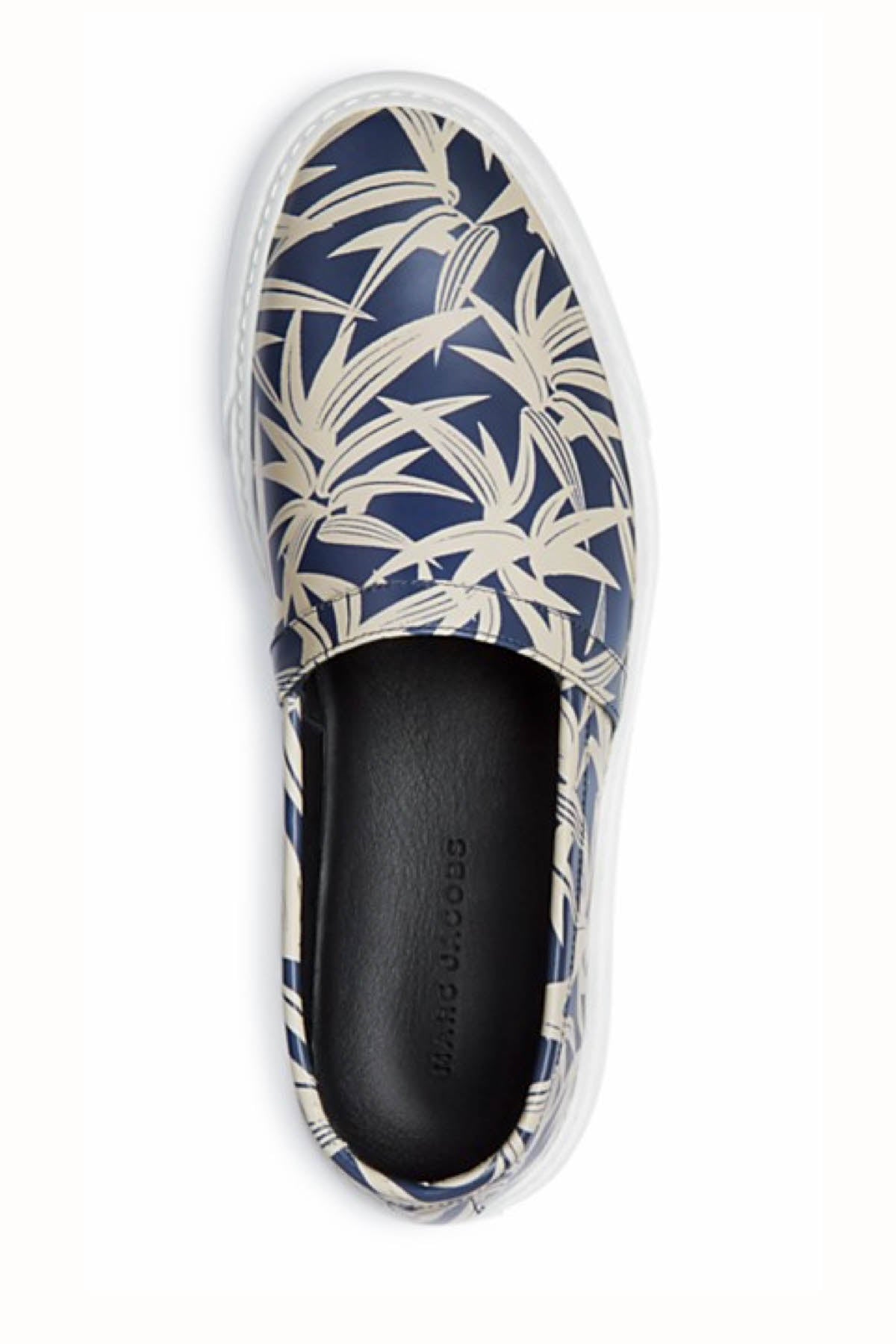 Marc Jacobs Blue/White Leaf-Print Slip-On Sneakers