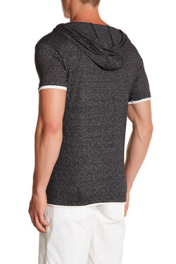 Pop Icon Black Space-Dyed Hooded Henley thumbnail 2
