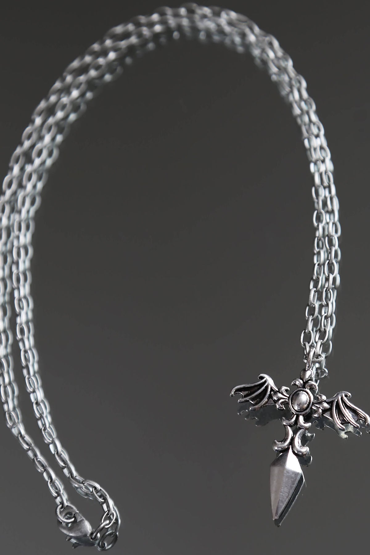 Rave Silver Flaning Cross Necklace